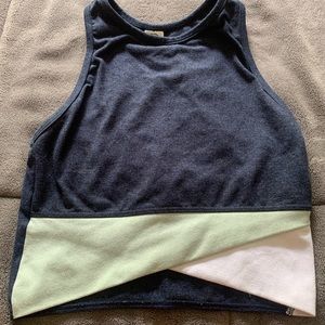 FIVEDANCEWEAR- Navy blue sleeveless crop with crisscross hem